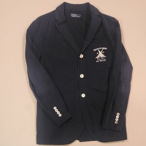 Polo Ralph Lauren Navy Cotton Blazer with Embroidered Logo